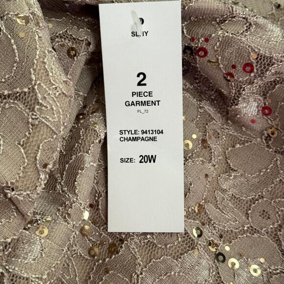 SLNY SL Fashions 2-Pc. Champagne Lace Jacket & Midi Dress Set, NWT! Size 20W - Picture 8 of 10